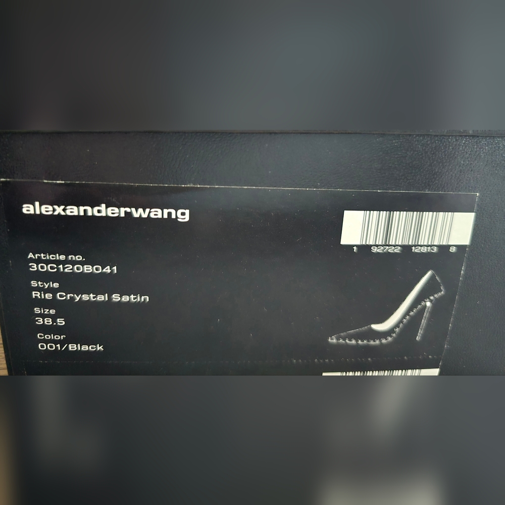 Alexander Wang Black Satin Heels with Silver Crystal Accents - Picture 6 of 6